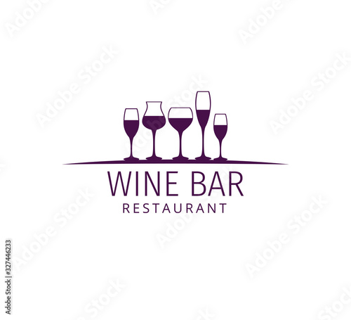 assorted wine glass vector logo design for winery restaurant and shop