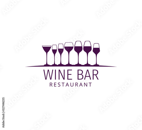 assorted wine glass vector logo design for winery restaurant and shop