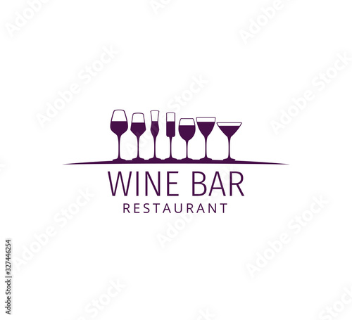 assorted wine glass vector logo design for winery restaurant and shop