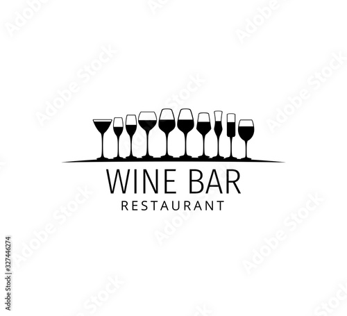 assorted wine glass vector logo design for winery restaurant and shop