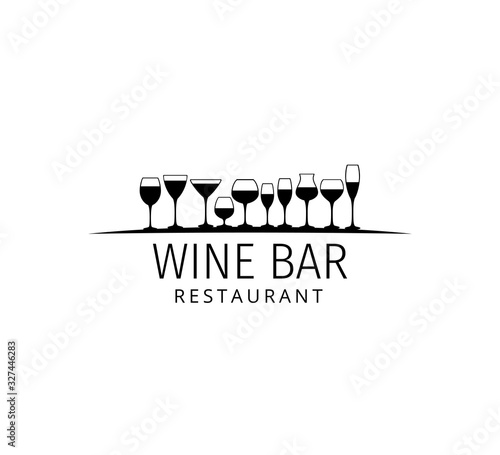 assorted wine glass vector logo design for winery restaurant and shop