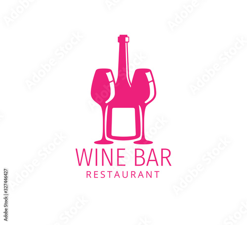 assorted glass and bottle wine vector logo design for winery restaurant and shop