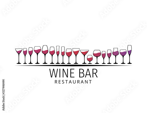 assorted wine glass vector logo design for winery restaurant and shop