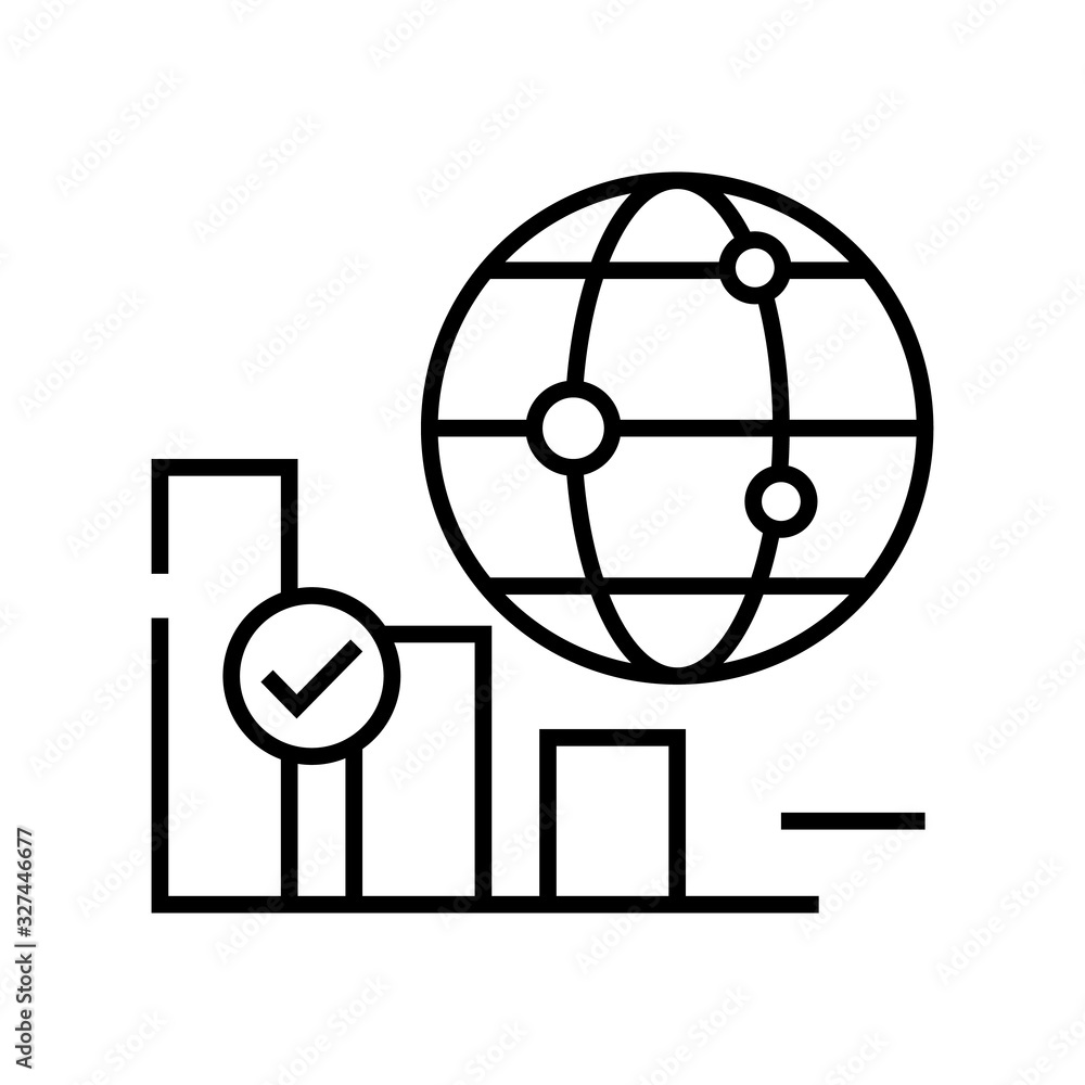 Rising chart line icon, concept sign, outline vector illustration, linear symbol.