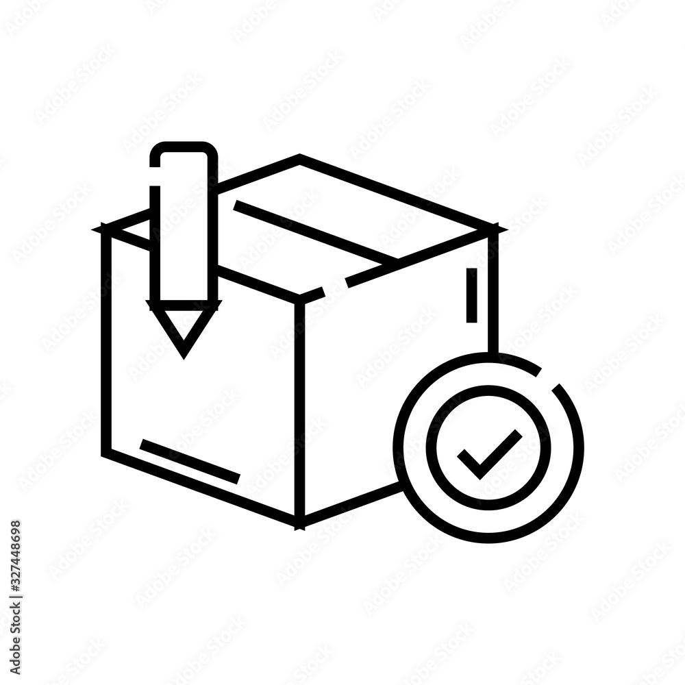 Receiving product line icon, concept sign, outline vector illustration, linear symbol. Receiving product line icon, concept sign, outline vector illustration, linear symbol.