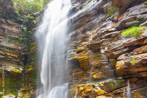 Waterfall with stonewall in Chapada Diamatina, Brazil photo