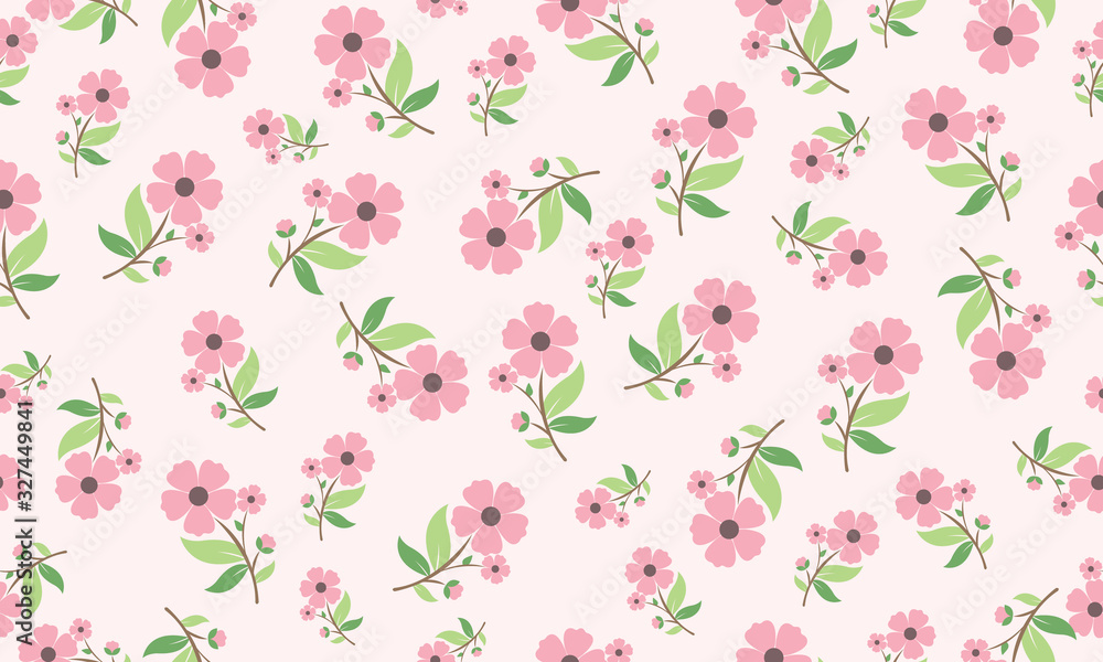 Floral pattern background for spring, with beautiful leaf and floral design.