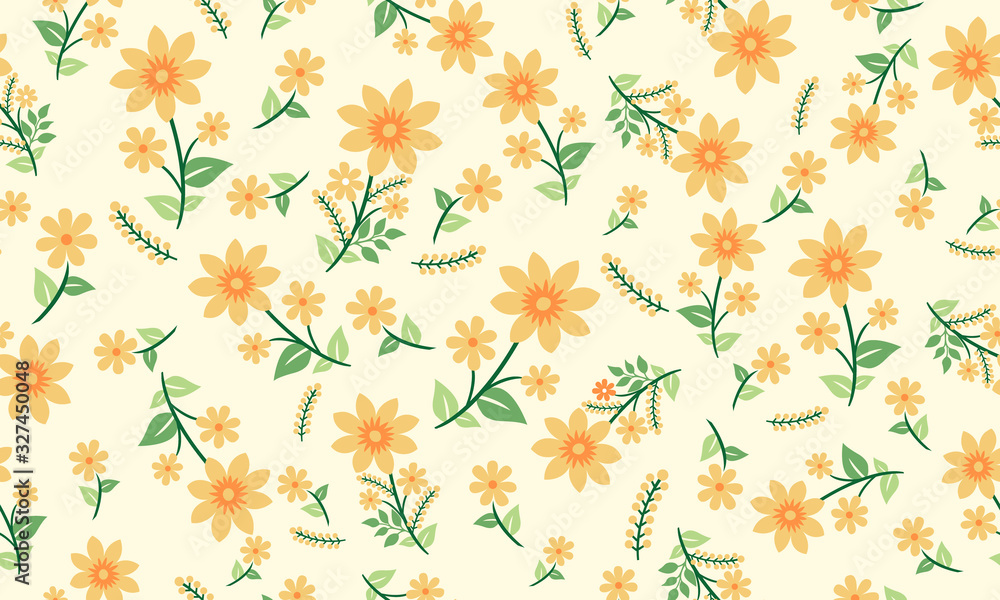 Floral pattern background for spring, with beautiful leaf and floral design. Floral pattern background for spring, with beautiful leaf and floral design.