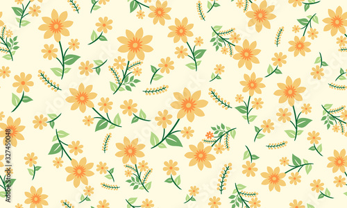 Floral pattern background for spring  with beautiful leaf and floral design.