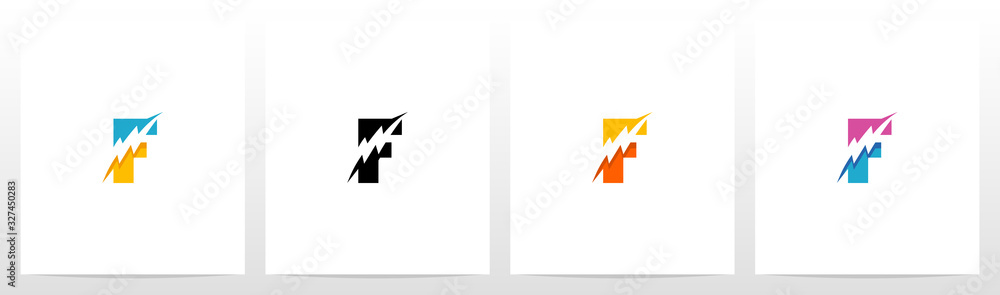 Thunder Electric On Letter Logo Design F Thunder Electric On Letter Logo Design F