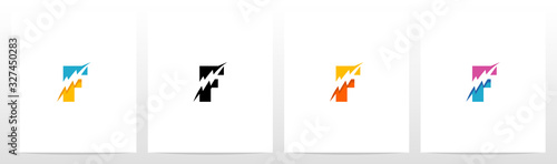 Thunder Electric On Letter Logo Design F