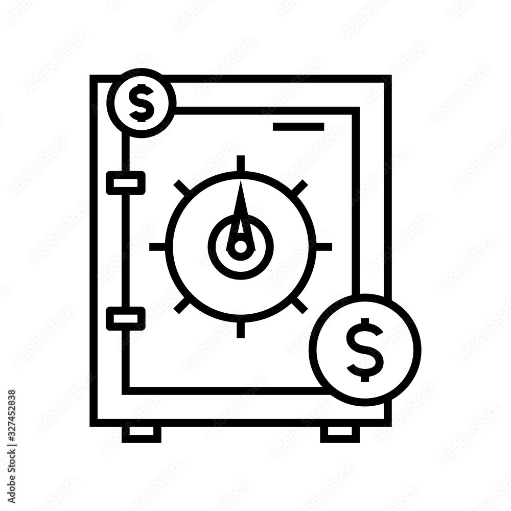 Safe line icon, concept sign, outline vector illustration, linear symbol. Safe line icon, concept sign, outline vector illustration, linear symbol.
