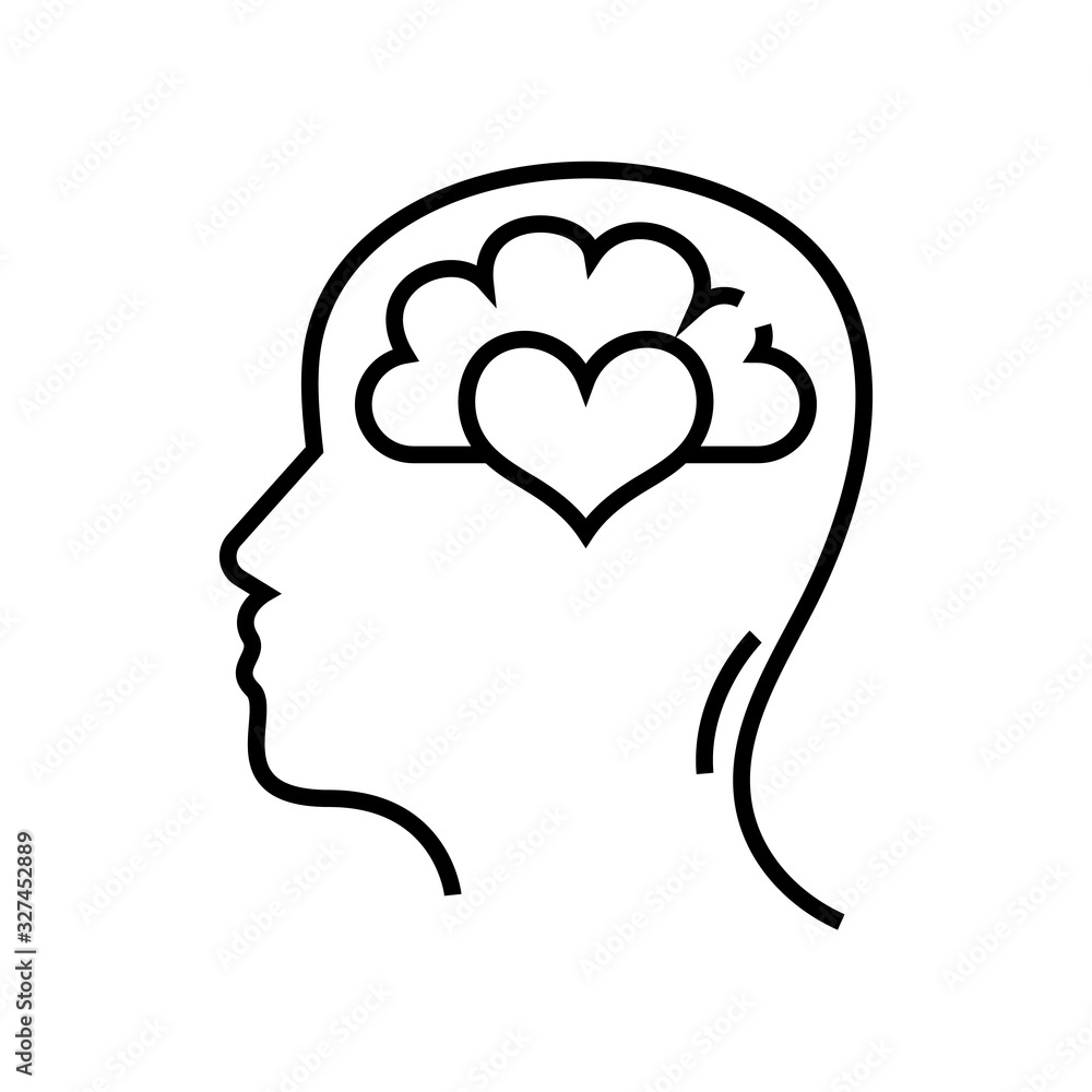 Love thoughts line icon, concept sign, outline vector illustration, linear symbol. Love thoughts line icon, concept sign, outline vector illustration, linear symbol.