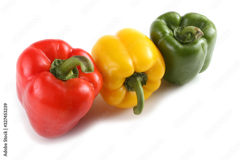 Red, green and yellow sweet peppers Red, green and yellow sweet peppers