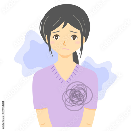 悩みのある女性（心のモヤモヤ）