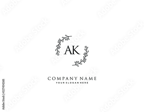 AK initial letter elegant handwriting logo collection