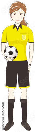 サッカーボールを持った審判