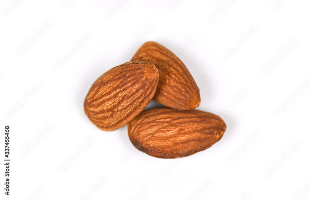 Almond nut on white background natural protein food and for snack - almond isolated Almond nut on white background natural protein food and for snack - almond isolated