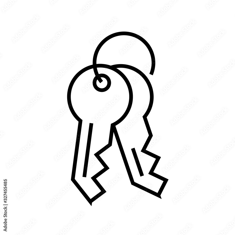 Keys line icon, concept sign, outline vector illustration, linear symbol. Keys line icon, concept sign, outline vector illustration, linear symbol.