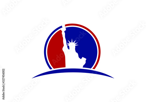 Memorial Day. Statue of Liberty on a white background. Emblem, logo. Vector.
