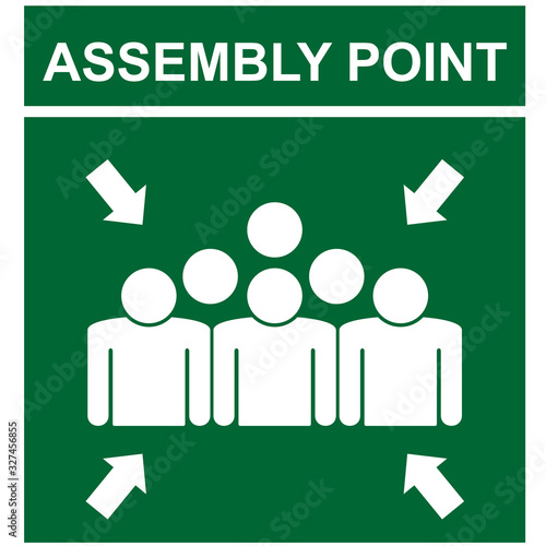 Green assembly point sign