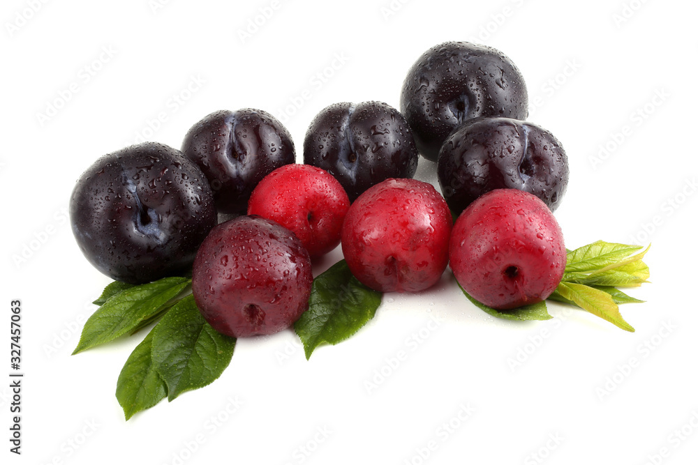 Plums and leaves Plums and leaves