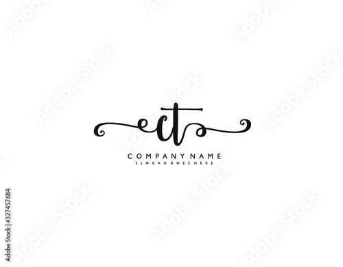 CT initial letter elegant handwriting logo collection