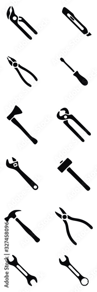 set of tools isolated on white background set of tools isolated on white background