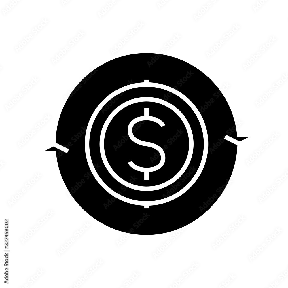 Currency exchange black icon, concept illustration, vector flat symbol, glyph sign. Currency exchange black icon, concept illustration, vector flat symbol, glyph sign.