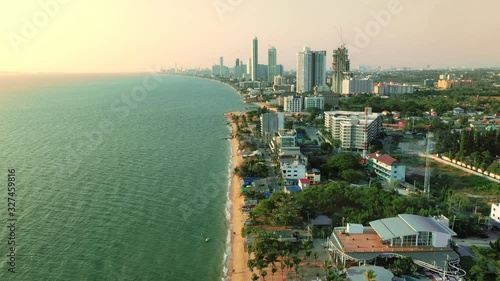 aerial view of pattaya sea beach chonburi eastern of thailand