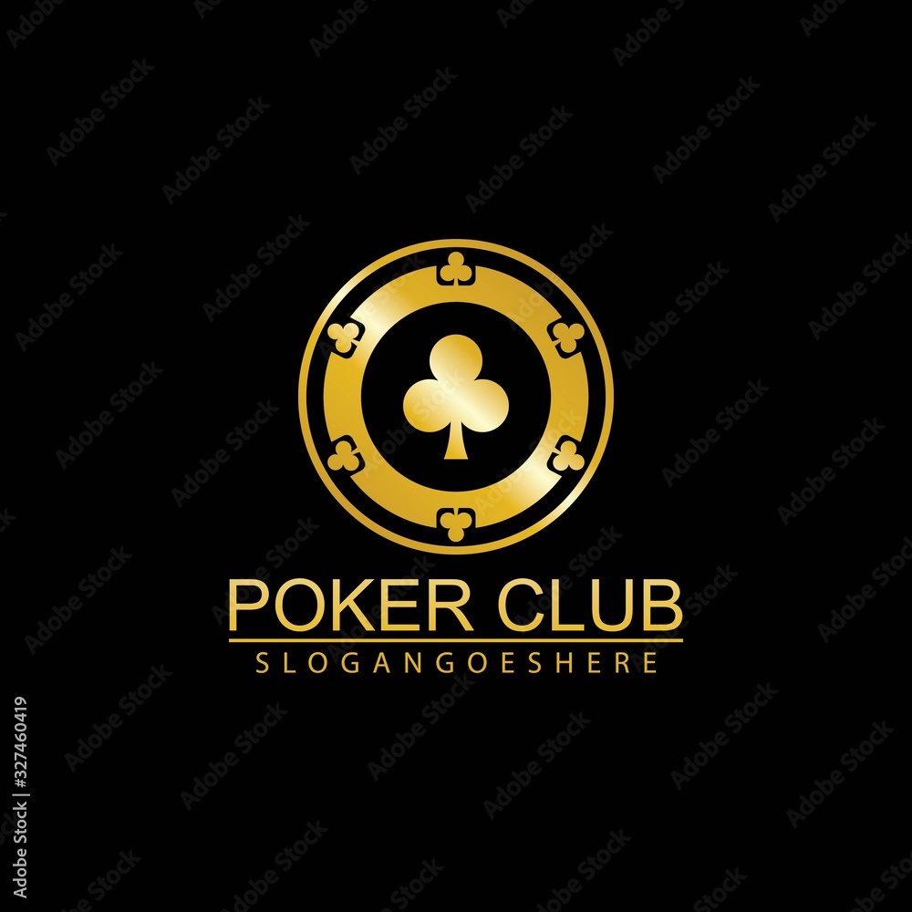 Gold Poker Logo Vector in Elegant Style with Black Background. Poker Club Logo Design for Casino Business, Gamble, Card Game, Speculate, etc Gold Poker Logo Vector in Elegant Style with Black Background. Poker Club Logo Design for Casino Business, Gamble, Card Game, Speculate, etc
