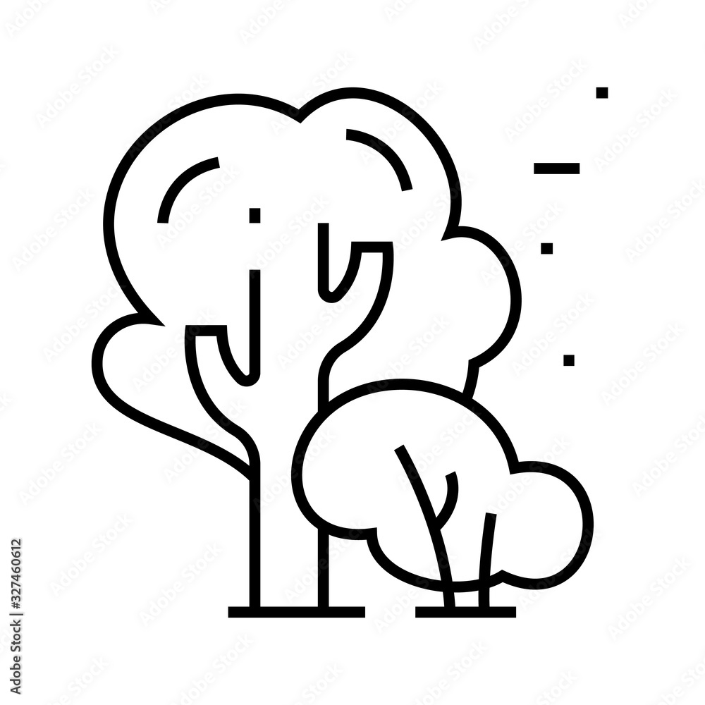 Obraz premium Park trees line icon, concept sign, outline vector illustration, linear symbol.