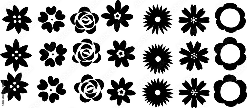 Hand-painted simple flower shape variation set