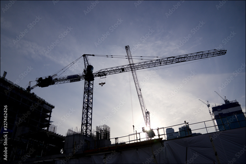 Sunset scene on Building Construction Sunset scene on Building Construction