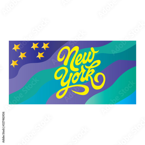 New York City with its flag as symbol of state of super power.