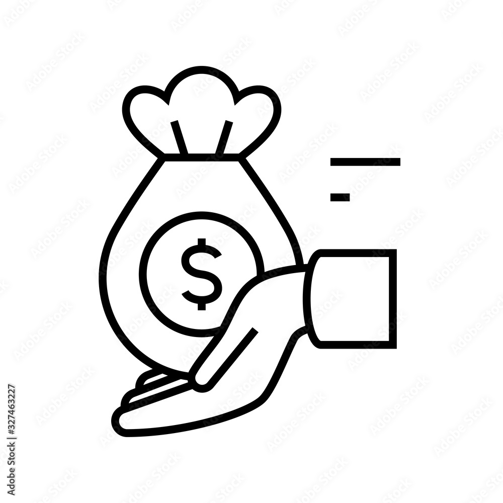 Received money line icon, concept sign, outline vector illustration, linear symbol. Received money line icon, concept sign, outline vector illustration, linear symbol.