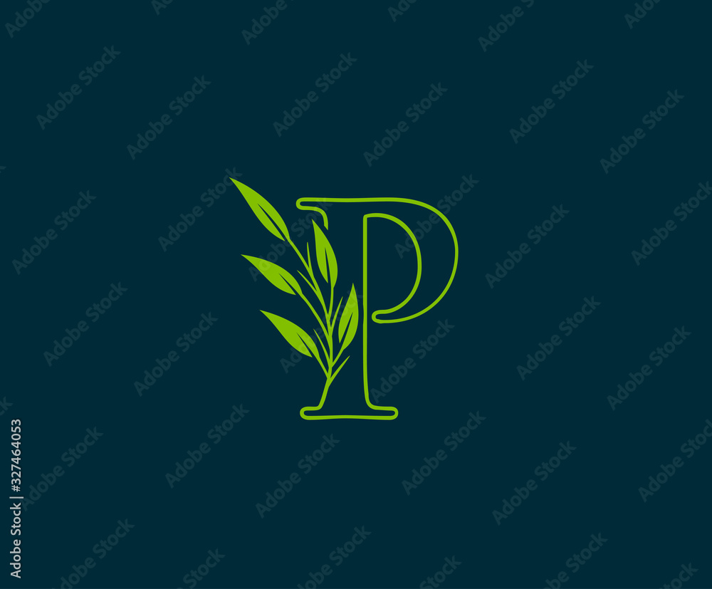 Initial P letter with green leaves logo Icon. Stock Vector | Adobe Stock