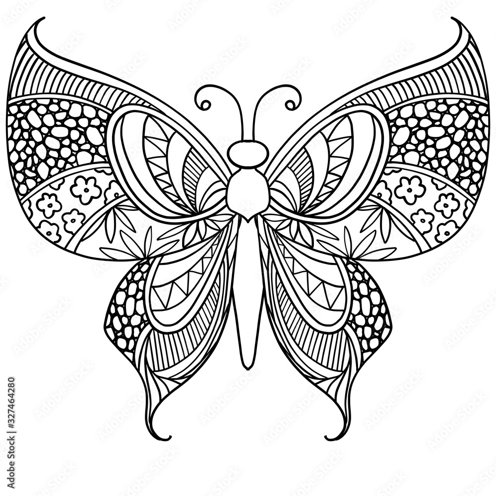 Coloring page - Butterfly. Line illustration isolated on white Stock ...