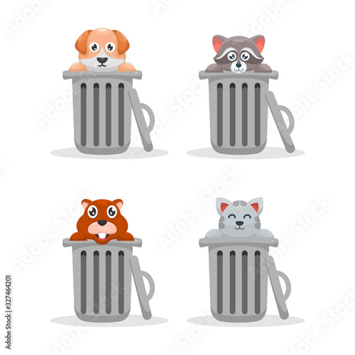 animal in the bucket cartoon vector