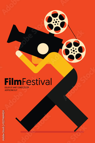 Movie and film poster design template background modern vintage retro style