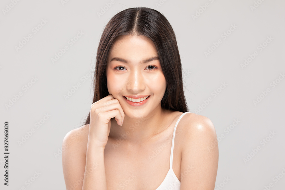 Beautiful Asian woman touching soft cheek smile with clean and fresh skin Happiness and cheerful with positive emotional,isolated on white background,Beauty and Cosmetics Concept Beautiful Asian woman touching soft cheek smile with clean and fresh skin Happiness and cheerful with positive emotional,isolated on white background,Beauty and Cosmetics Concept