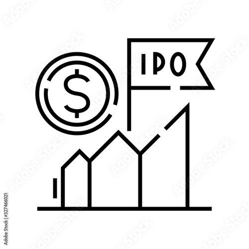 Ipo market chart line icon, concept sign, outline vector illustration, linear symbol.