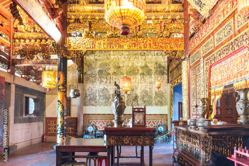The altar inside the Khoo Kongsi, a large Chinese clanhouse with elaborate and highly ornamented architecture and one of the main attractions of Penang