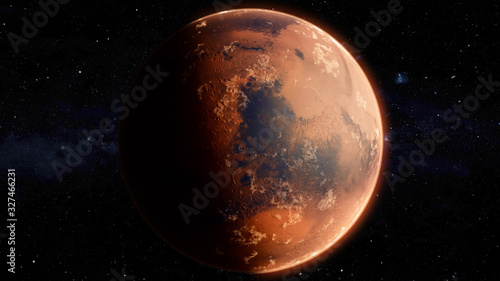 Schilderij op canvas Orbiting Planet Mars. High quality 3d illustration