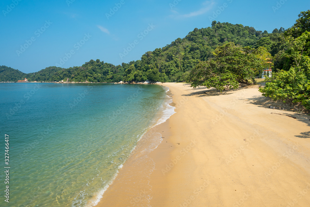 The island of Pangkor with the tortoise bay near the tourist village Teluk Nipah in the Malaysian state of Perak at the west coast of the peninsular