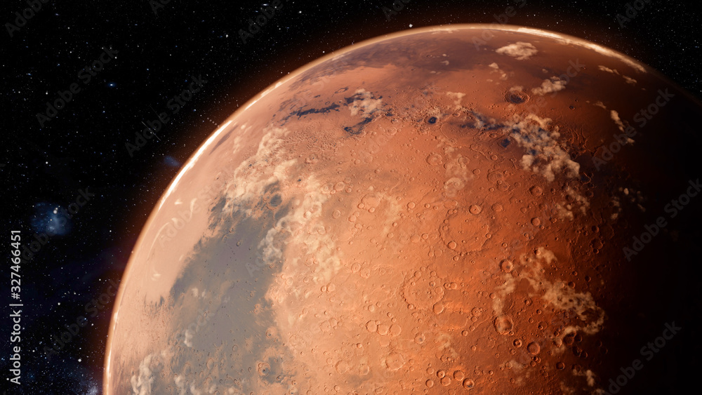 Orbiting Planet Mars. High quality 3d illustration - obrazy, fototapety, plakaty 