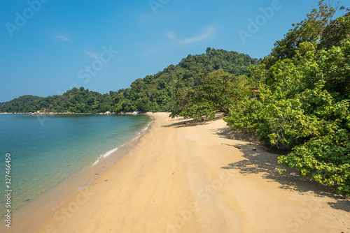 The island of Pangkor with the tortoise bay near the tourist village Teluk Nipah in the Malaysian state of Perak at the west coast of the peninsular photo