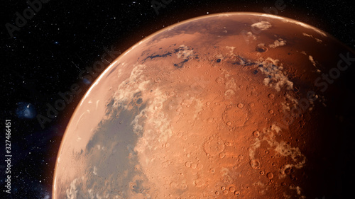 Orbiting Planet Mars. High quality 3d illustration
