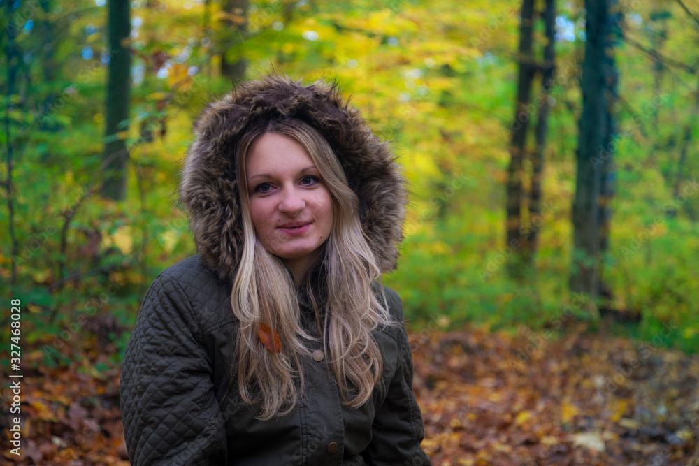 A girl in autumn forest A girl in autumn forest
