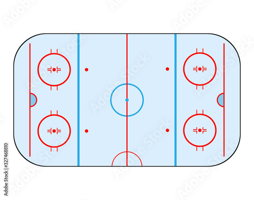 Vector of ice hockey rink. Sport field with ice and marking for hockey isolated on white. Flat. Vector illustration. Eps 10 vector